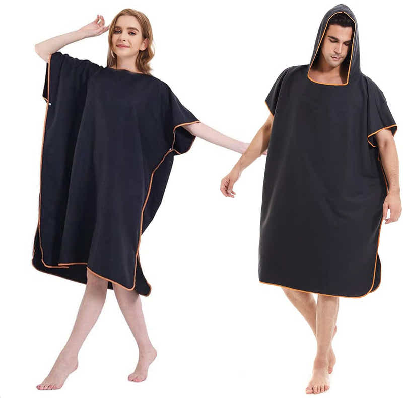 DS BS Changing Robe Towel with Hood - Black