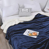 DS BS Thick Fuzzy Soft Sherpa Fleece Bed Sofa Blankets-Blue