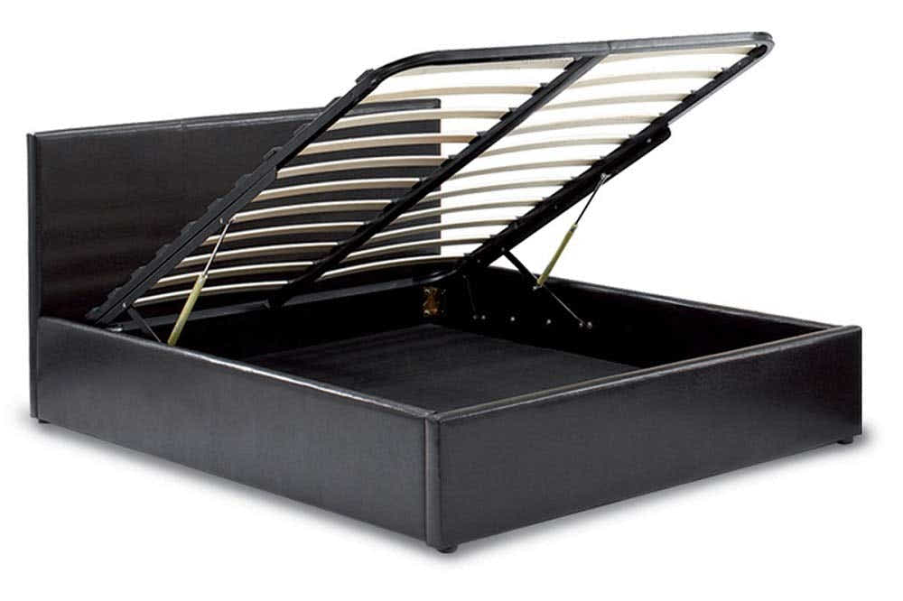 Bass Storage Bed Frame PU Dark Brown - Double