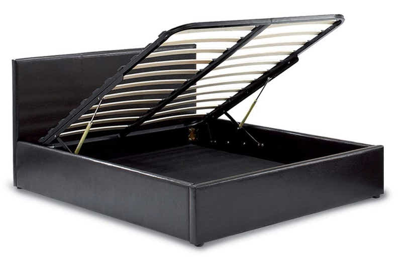 Bass Storage Bed Frame PU Dark Brown - Double