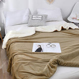 DS BS Thick Fuzzy Soft Sherpa Fleece Bed Sofa Blankets-Camel