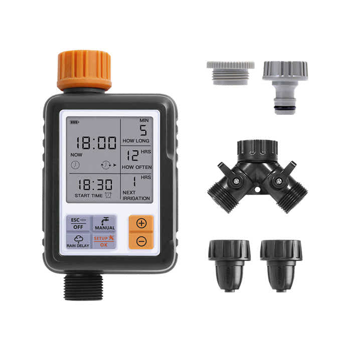 DS BS Double Outlet Water Timer for Garden Hose Faucet