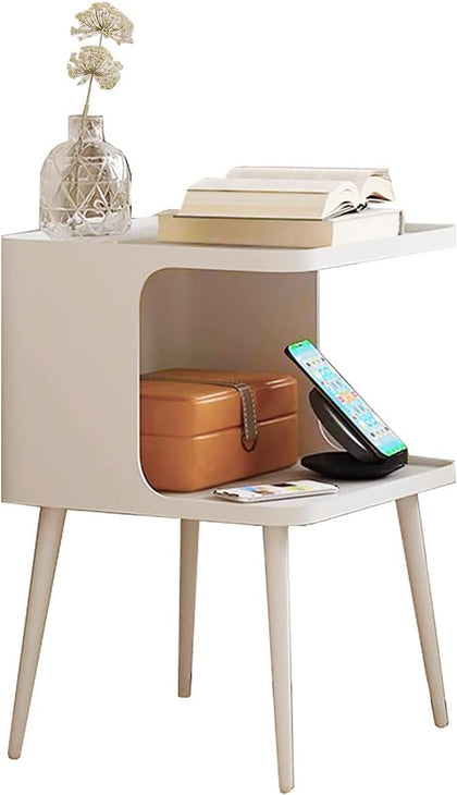 DS BS Metal Bedside Table Nightstand -White