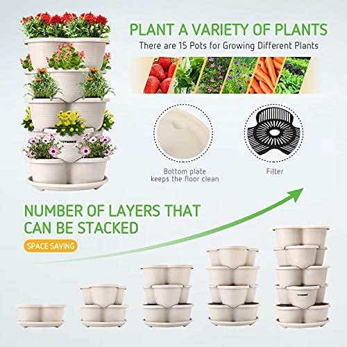 DS BS 5 Tier Vertical Stackable Planter