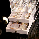 DS BS Acrylic Earring Holder and Jewelry Organizer 3 Slots 2 Drawers