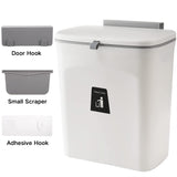 DS BS Kitchen Cabinet Door Hanging Trash Can with Lid-White