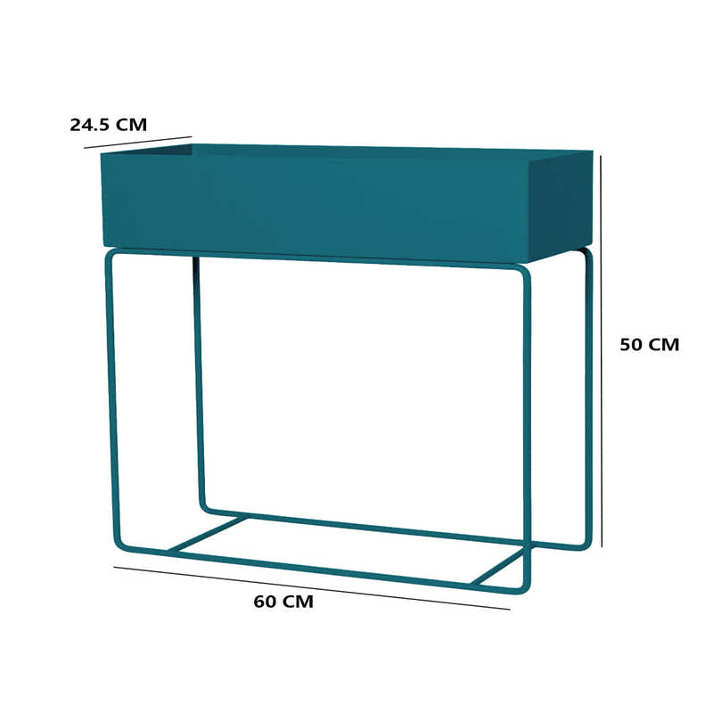 DS BS Indoor Metal Tall Rectangle Tray Plant Pot Stand-Green