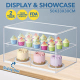 DS BD 2 Tier Cupcake Cabinet Shelf Acrylic Cake Bakery 5mm Thick Transparent