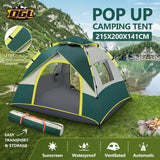 DS BD OGL 3 Person Tent Pop Up Instant Waterproof 215x200x141cm Green White