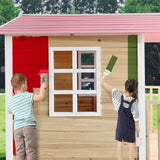 DS BD Wooden Cubby House Kids Cottage Outdoor Playhouse Game Centre Play Toy