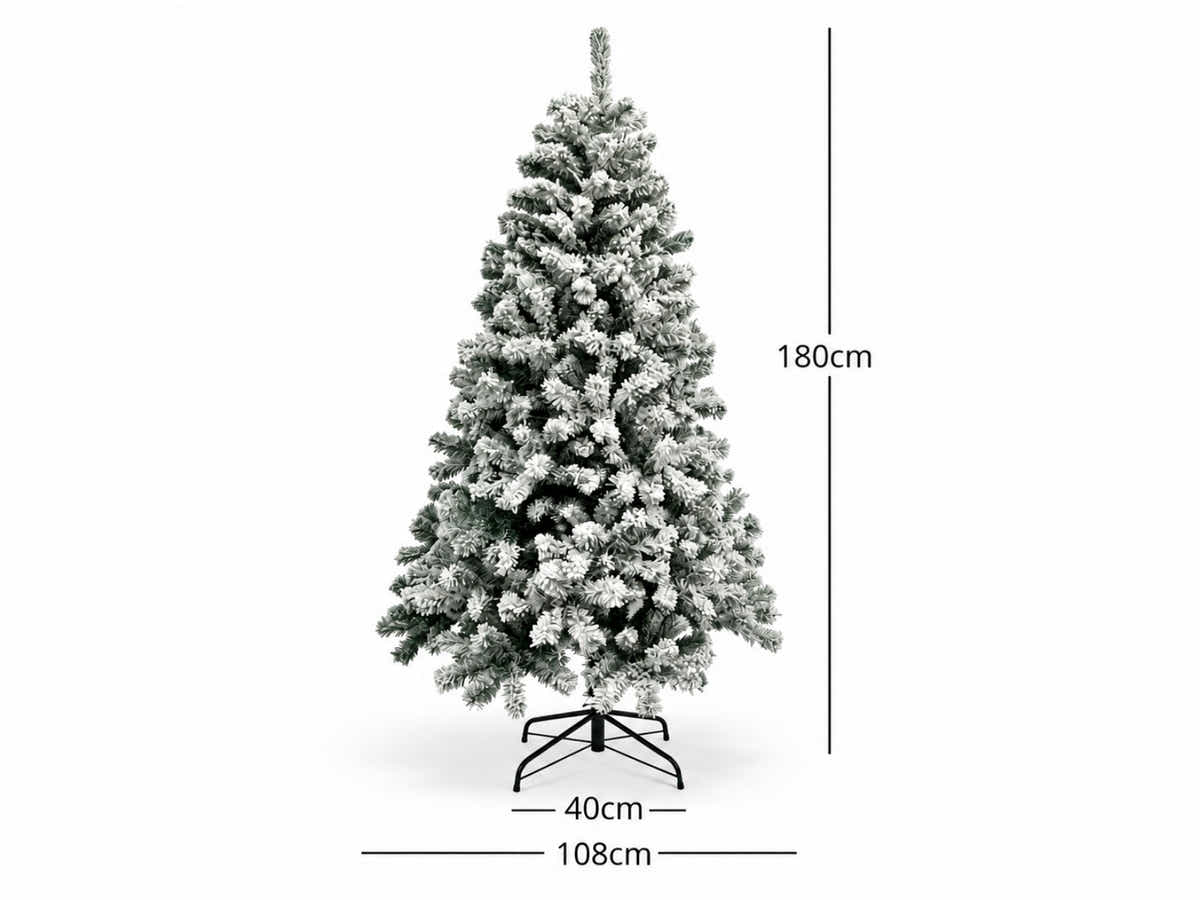 DS Christmas Tree Flocked Tips with Lights - 6Ft/180cm
