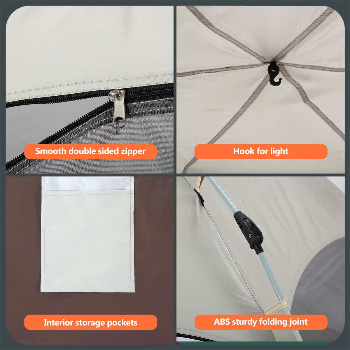 DS BD 5 Person Pop Up Tent Beach Shelter Waterproof 270x270x150cm Creamy white