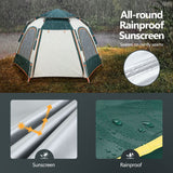 DS BD 5 Person Tent Instant Pop Up Beach Waterproof 270x230x155cm Green White