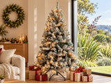 DS Christmas Tree Flocked Tips with Lights - 7Ft/210cm