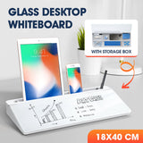 DS BD Glass Desktop Whiteboard Organiser Dry Erase Board Memo Note Pad Keyboard