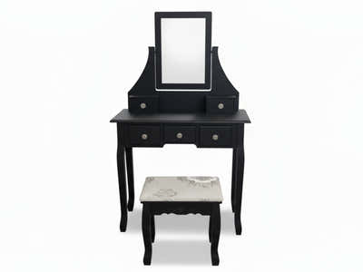 Dressing Table with Stool Black - 74.5 cm