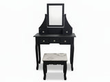 Dressing Table with Stool Black - 74.5 cm