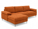 Kaveah Corduroy Sofa With Left Chaise - Orange