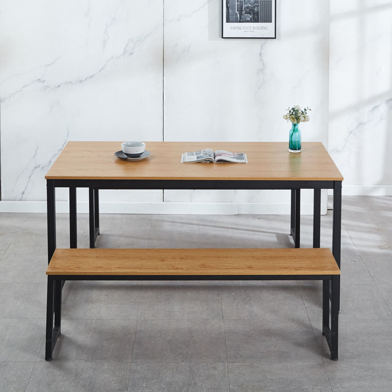 Wooden Dining Table with Metal Legs - 160 cm