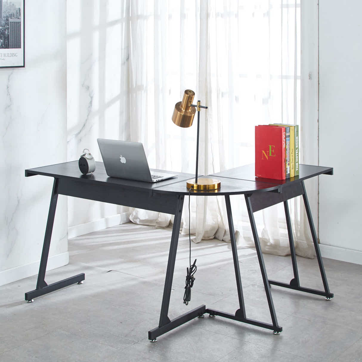 L-shaped Corner Desk - Black