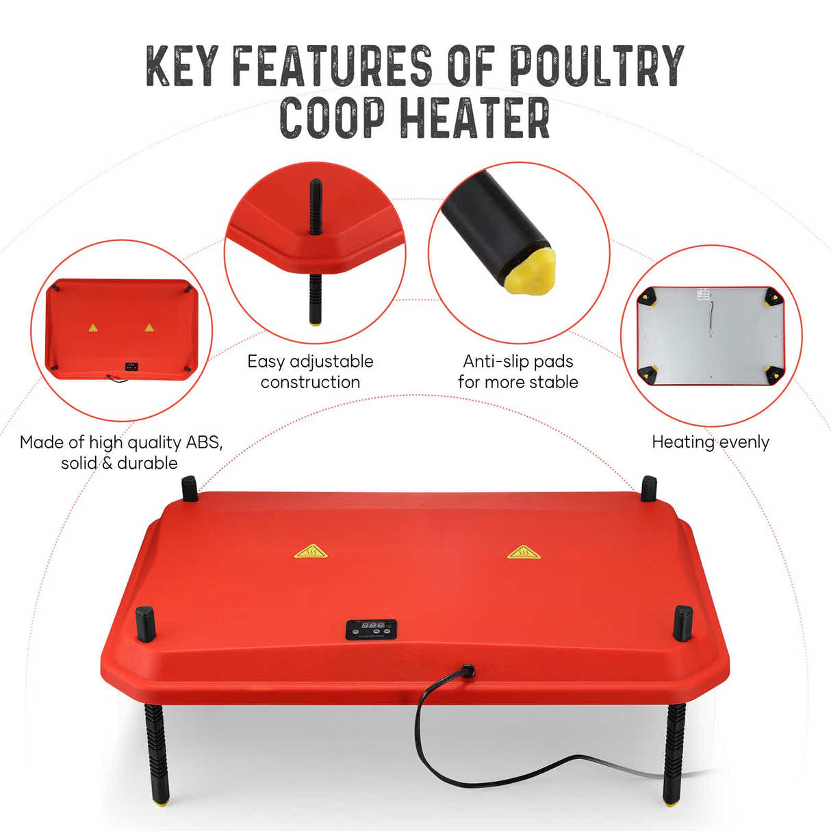 DS BD Chick Brooder Heating Plate Warmer 45x60cm 40-50 Chicks Adjustable Height
