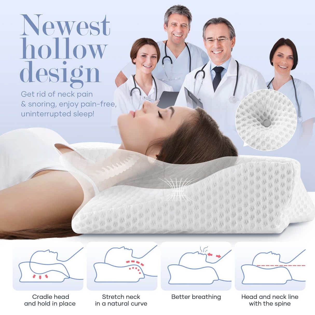 DS BD Luxdream Cervical Pillow Memory Foam Contour Shoulder Ergonomic Dark Grey