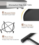 DS BS Minimalist Metal Round Tray Side Table-Black