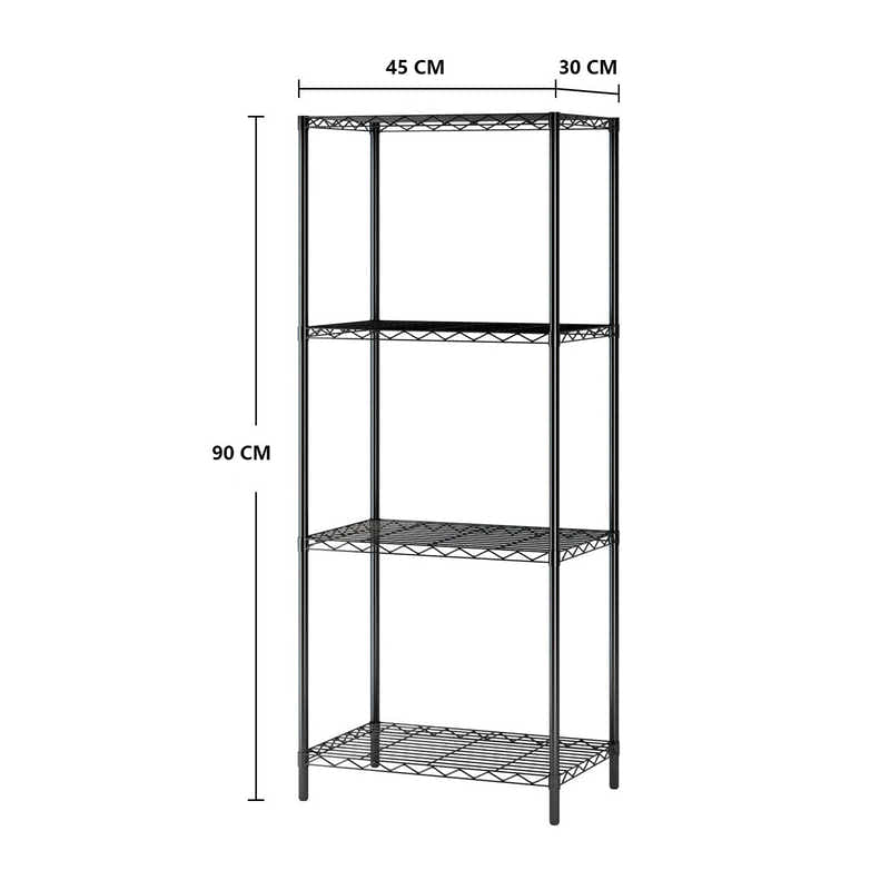 DS BS 4 Shelf Wire Shelving Metal Storage Rack-Gray