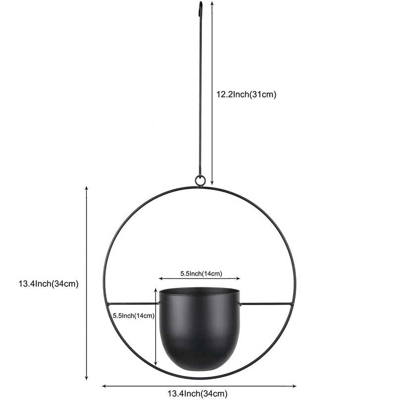 DS BS Minimalist Metal Plant Hanger Round Shape-Black