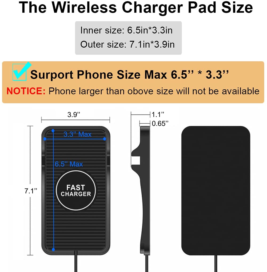DS BS 10W Car Phone Fast Wireless Charging Pad