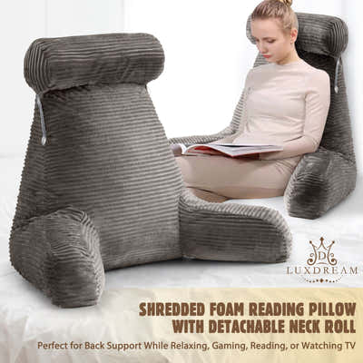 DS BD Bed Reading Pillow Support Sit Up Husband Backrest Armrest Cushion Fabric