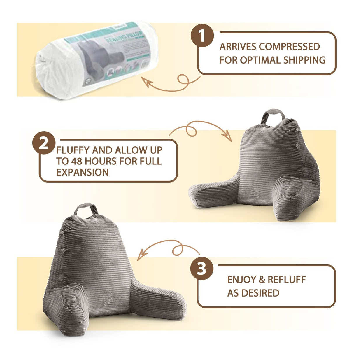 DS BD Bed Reading Pillow Support Sit Up Husband Backrest Armrest Cushion Fabric