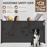 DS BD Retractable Baby Gate Pet Safety Fence Dog Safe Guard Outdoor 179cm Black