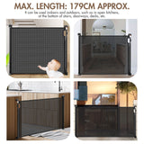 DS BD Retractable Baby Gate Pet Safety Fence Dog Safe Guard Outdoor 179cm Black