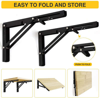 DS BS 2pcs Space Saving Wall Mounted DIY Folding Shelf Brackets-35x17cm