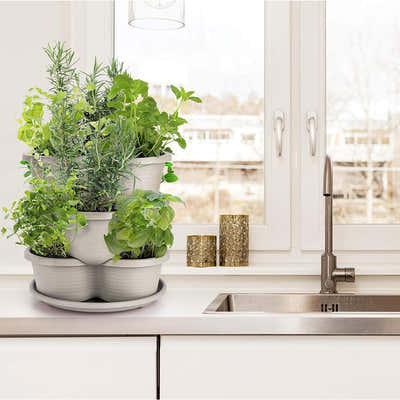 DS BS 3 Tier Vertical Stackable Planter for Flowers Herbs Vegetables-White