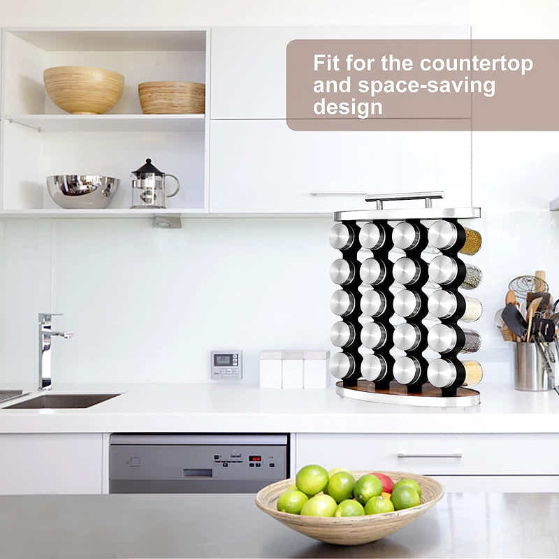 DS BS Standing 20-Jar Countertop Spice Rack with handle