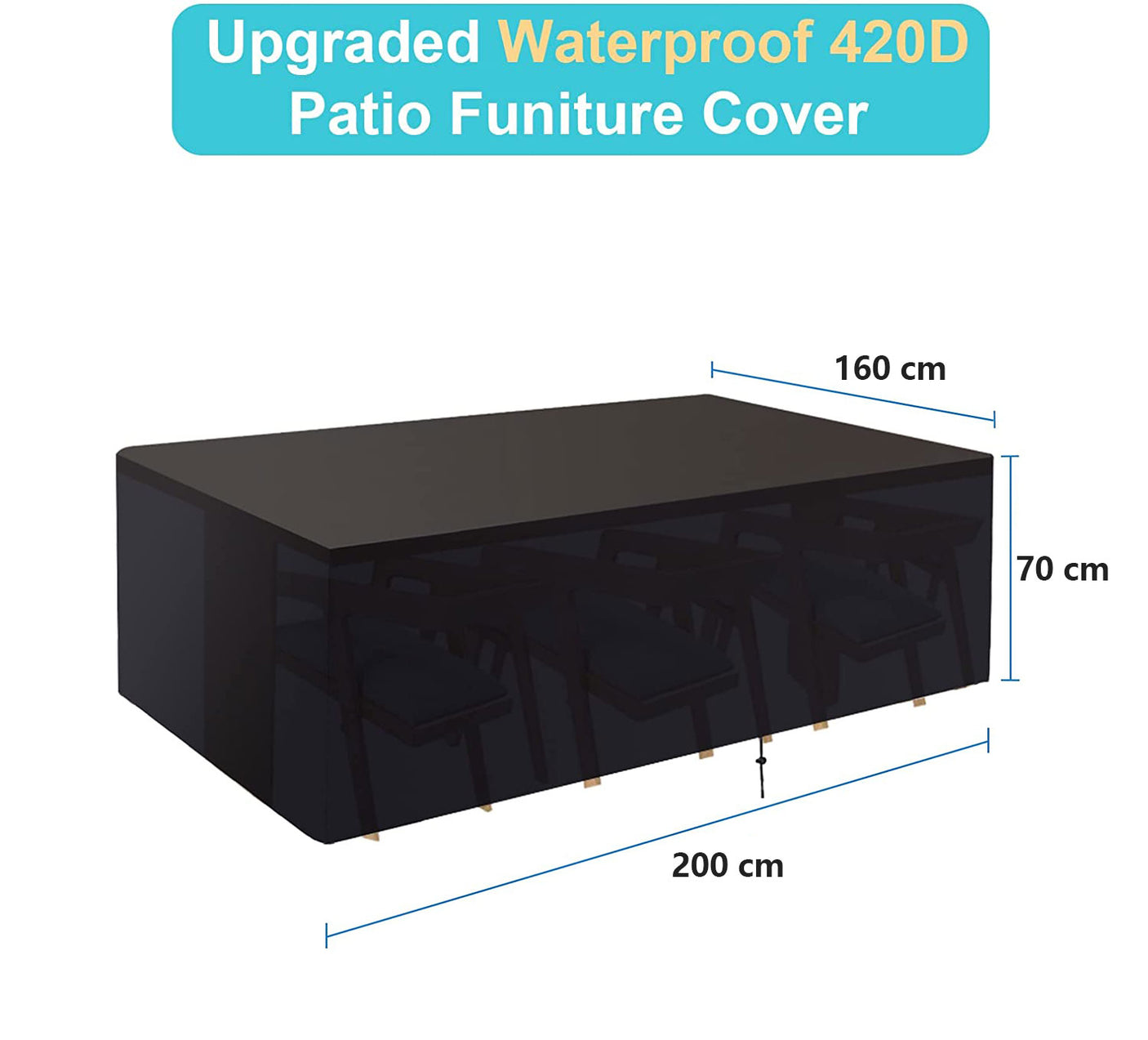 DS BS Rectangular Outdoor Furniture Waterproof Cover 200x160x70cm