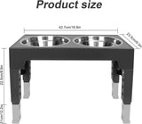 DS BS 5 Height Adjustable Elevated Dog Feeder Table with 2 Dog Bowl