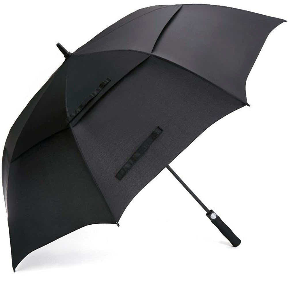 DS BS Double Canopy Vent Automatic Open Extra-Large Golf Umbrella Black