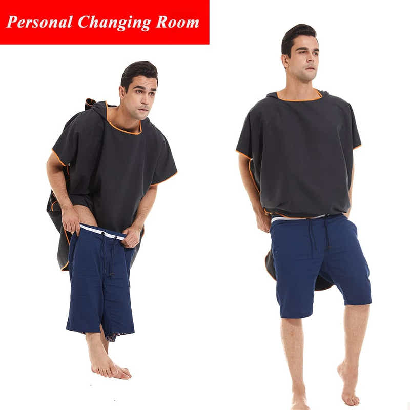 DS BS Changing Robe Towel with Hood - Black