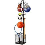 DS BS 4 Tier Sports Equipment Ball Storage Rack with Basket