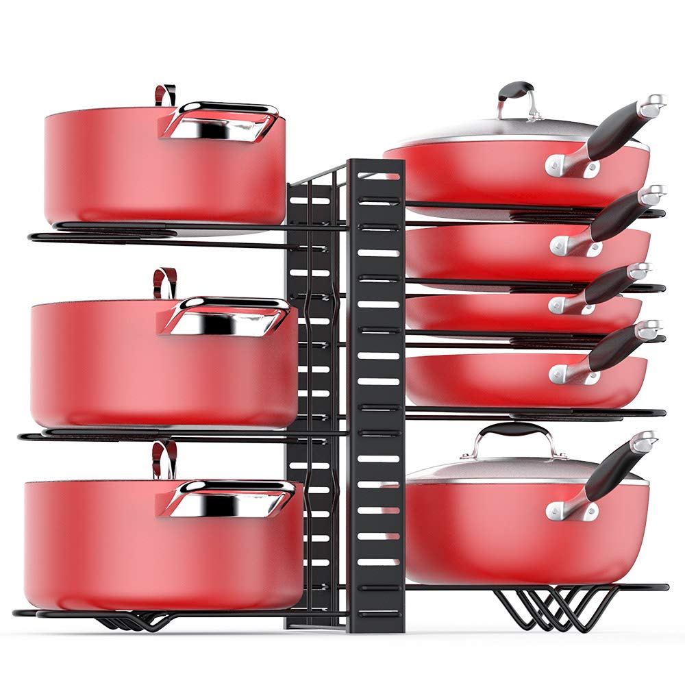 DS BS Adjustable 8 Tier Pan and Pot Lid Holder Rack