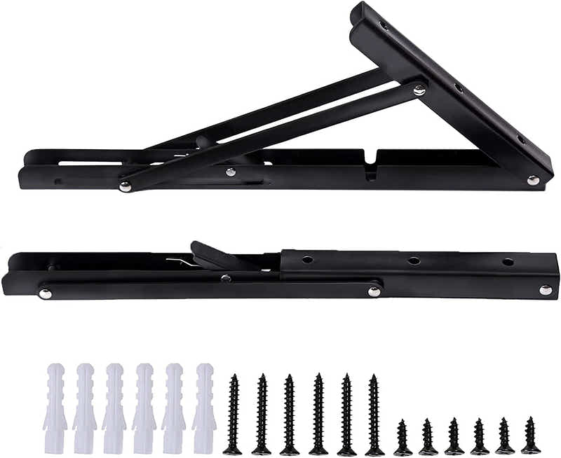 DS BS 2pcs Space Saving Wall Mounted DIY Folding Shelf Brackets-35x17cm