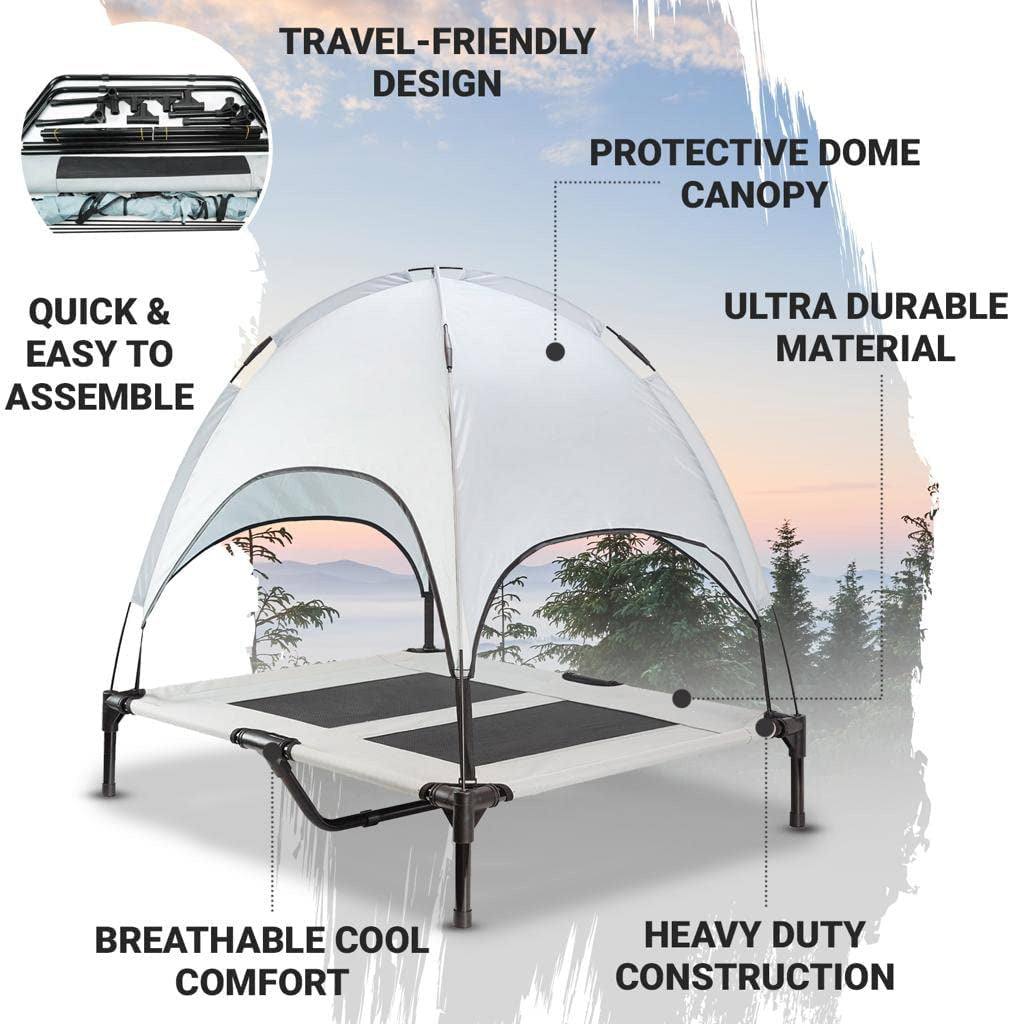 DS BS Elevated Outdoor Dog Bed with Canopy-L