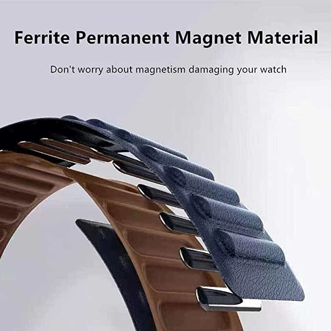 DS BS Full Grain Leather Magnetic Band for Apple Watch Band for 42/44/45MM-White