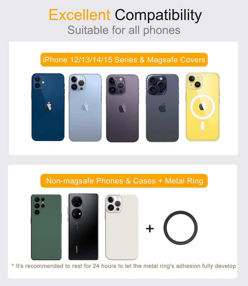 DS BS Magnetic Ring Holder With Finger Loop Compatible MagSafe iPhone-Silver