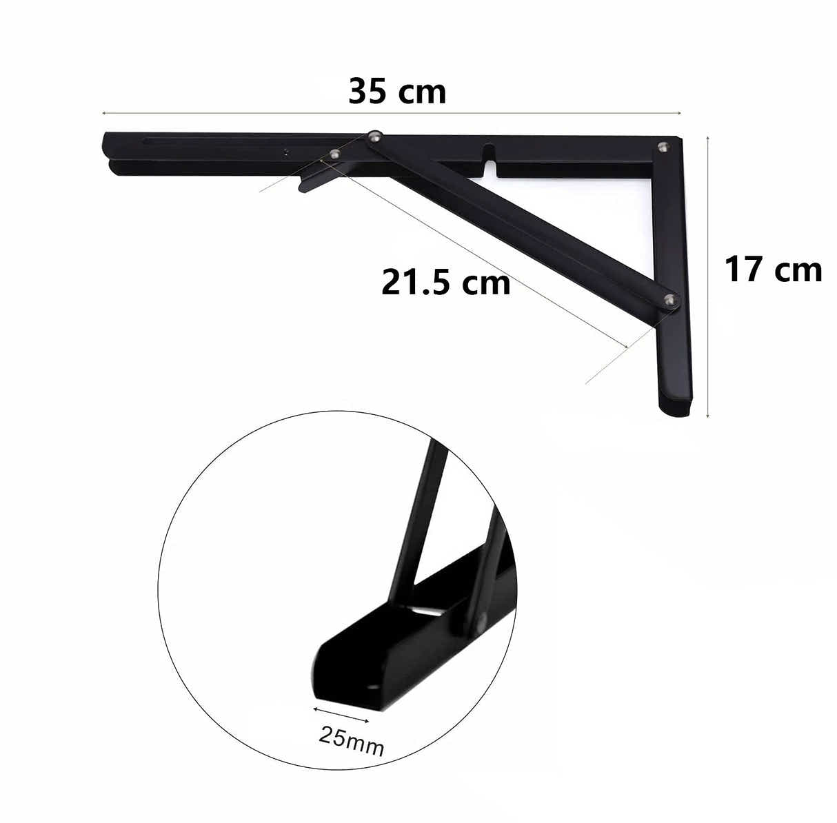 DS BS 2pcs Space Saving Wall Mounted DIY Folding Shelf Brackets-35x17cm