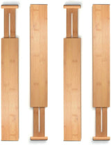 DS BS 4pcs Bamboo Expandable Adjustable Drawer Dividers Organizers
