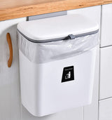 DS BS Kitchen Cabinet Door Hanging Trash Can with Lid-White